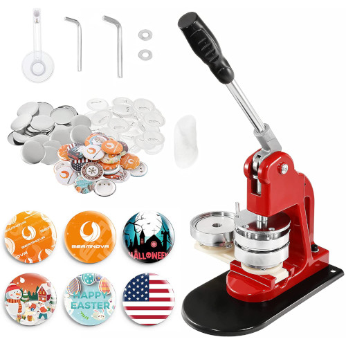 BEAMNOVA Button Maker Machine DIY Round Pin Maker Kit, 75mm / 2.95 in (About 3 Inch) Badge Press Machine with 500 Button Parts Supplies review