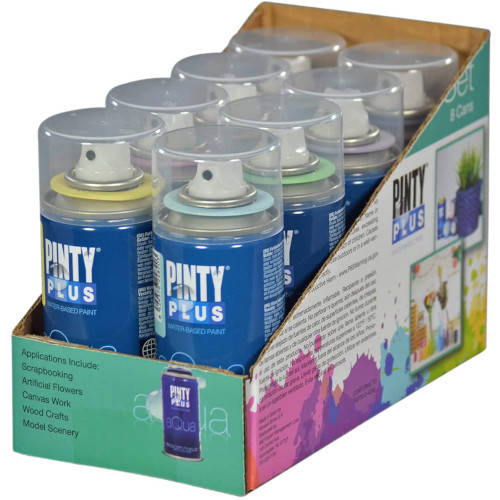 Pinty Plus Aqua Spray Paint – Art Set of 8 Water Based 4.2oz Mini Spray Paint Cans